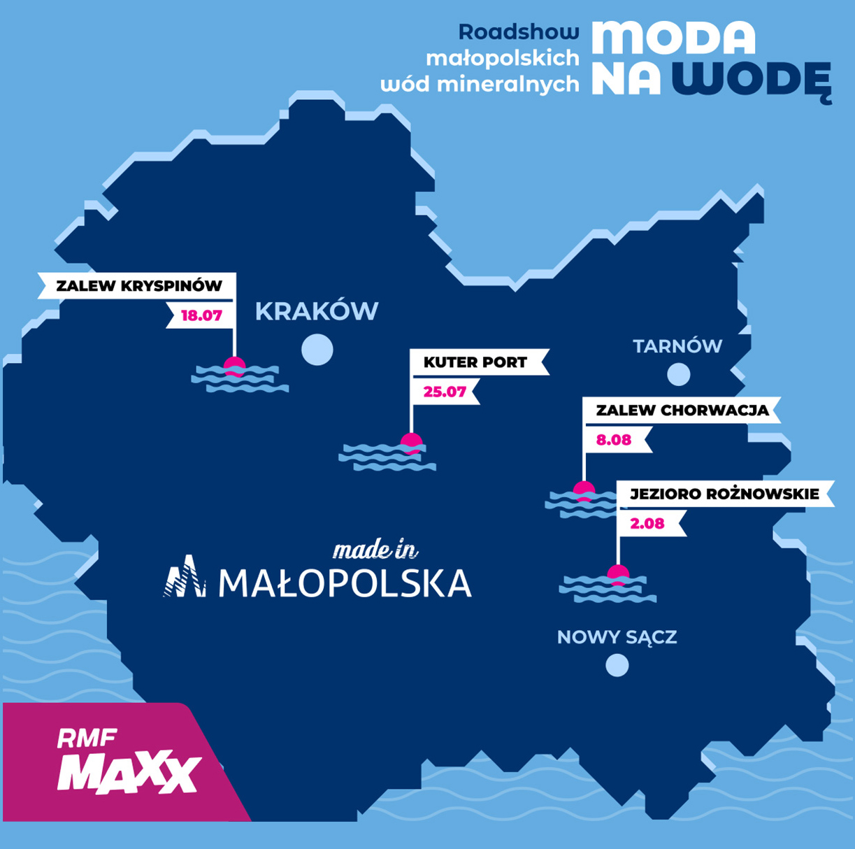 Harmonogram Roadshow małopolskich wód mineralnych Moda na wodę