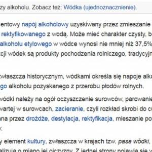 Jakie jest najlepiej opracowane polskie hasło na Wikipedii? Odpowiedź jest prosta: WÓDKA