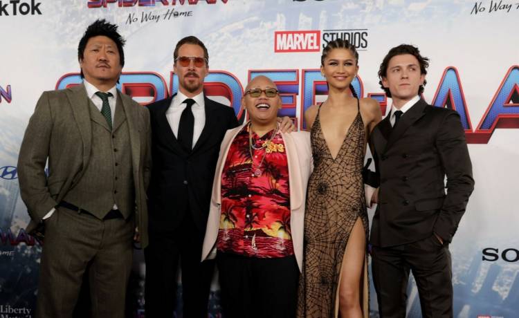 Benedict Wong, Benedict Cumberbatch, Jacob Batalon, Zendaya i Tom Holland premiera SPIDER-MAN: NO WAY HOME, fot. Rex Features/East News