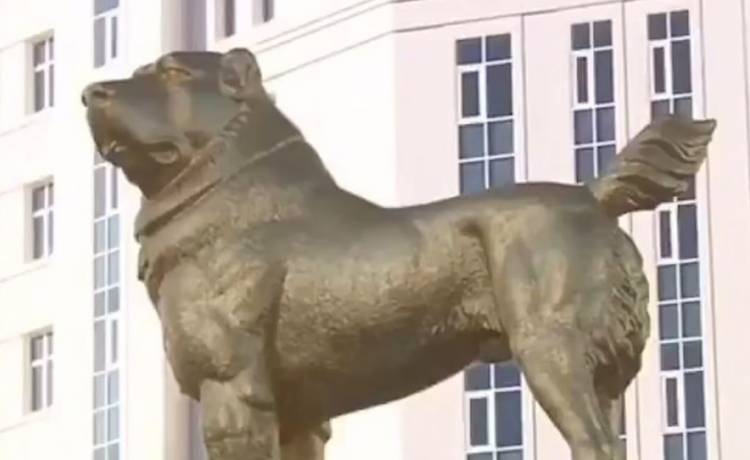 W Turkmenistanie powstał sześciometrowy pozłacany pomnik psa. Stanął w stolicy kraju                                                            