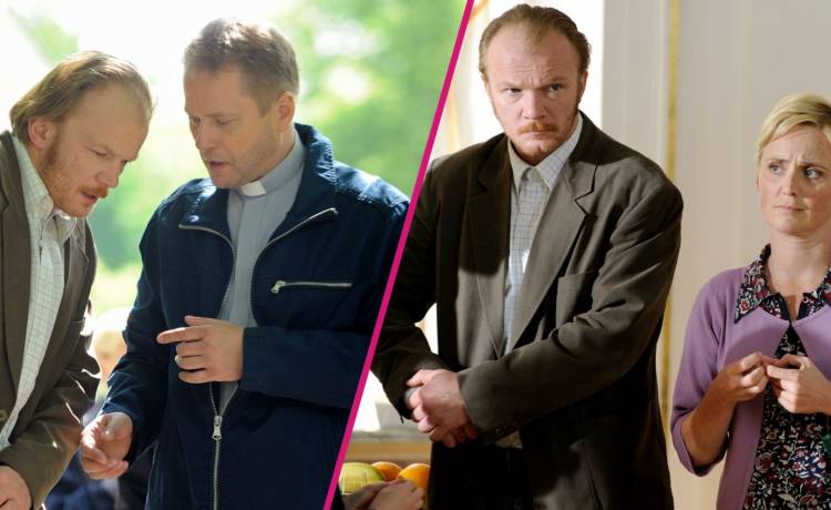 Artur Żmijewski, Eryk Lubos, Kinga Preis na planie „Ojca Mateusza”, fot. AKPA