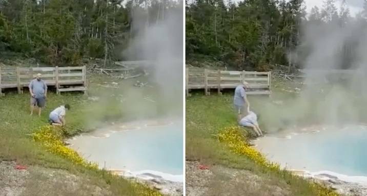 Chciała sprawdzić temperaturę gorących źródeł. Mogła zginąć! [WIDEO]