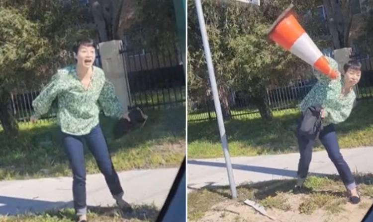 Szokujące sceny na skrzyżowaniu. Pasażerka zaatakowała "elkę" pachołkiem drogowym [WIDEO]          