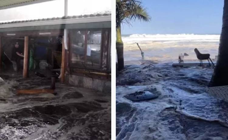 Szokujące sceny plaży. Fala zmyła gości siedzący na tarasie restauracji [WIDEO]